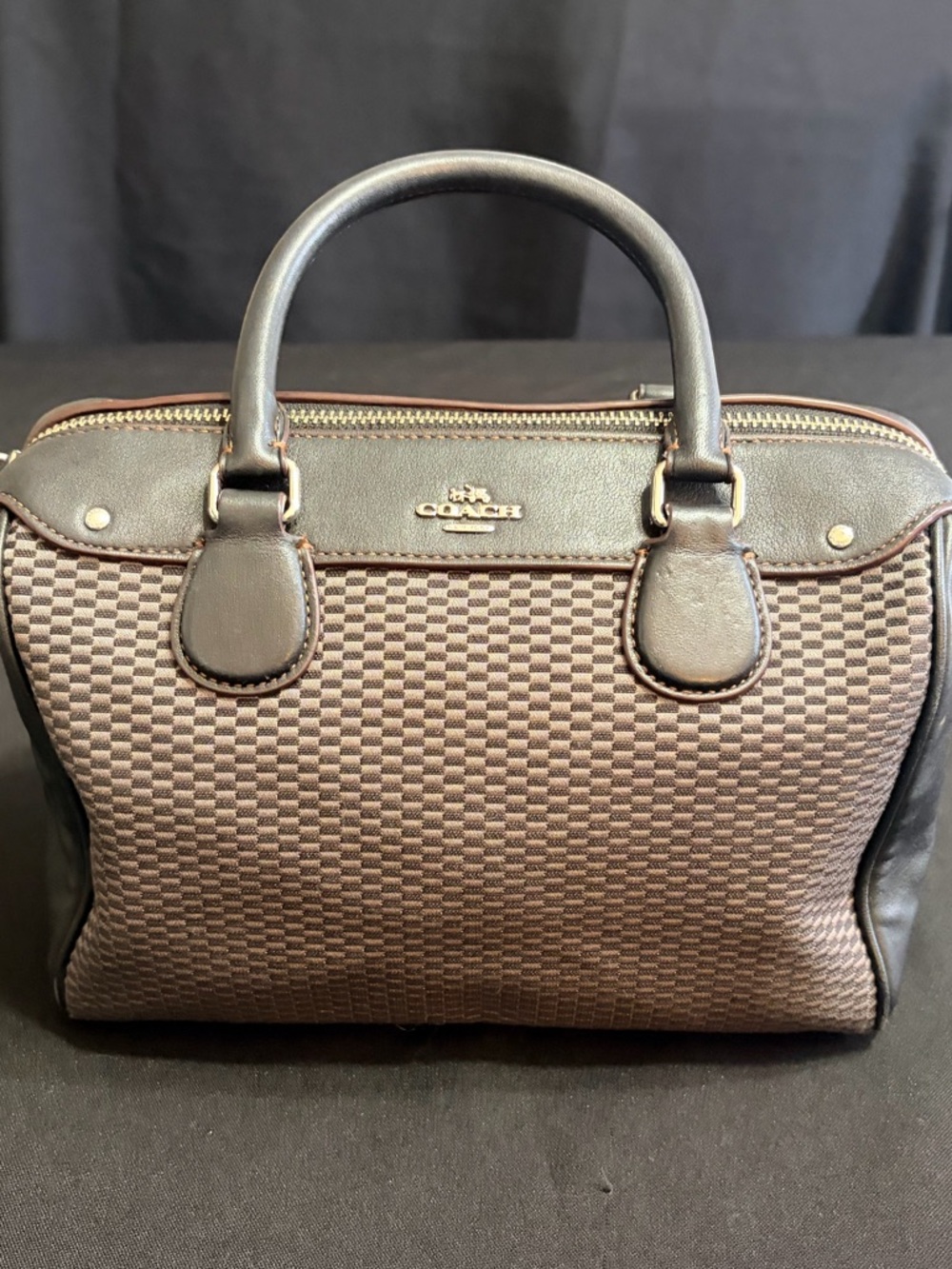 Coach Black Woven Leather Satchel - Coach - Picture 2 of 14